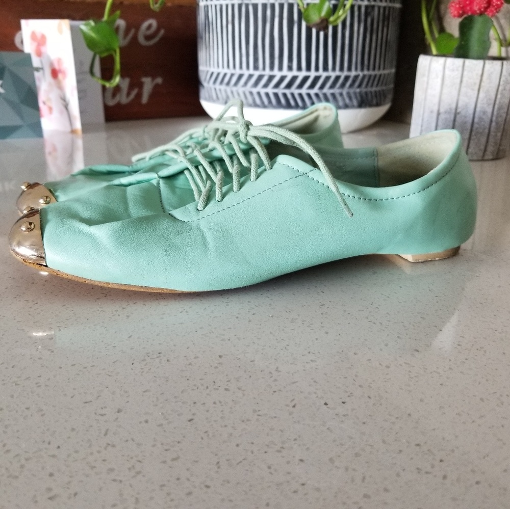 lace up flats shoes mint green color - Picture 7 of 7